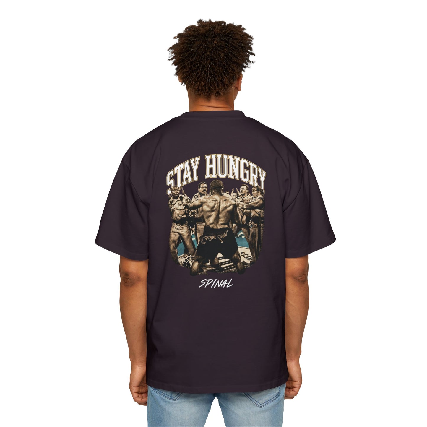 Stay Hungry Oversized Tee — 'Tyson Spinal' Graphic Men's T-Shirt
